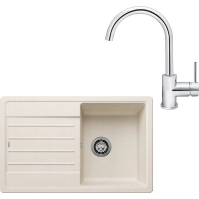 Blanco SET594 Gránitový drez Legra 45 S biela soft + batéria Rosan Zerro JZ38101 chróm