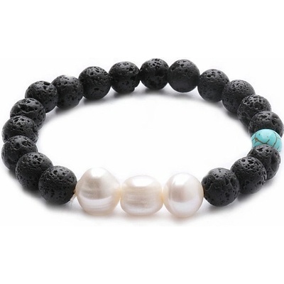 Nefertitis Lávový kámen náramek s perlami NF10904