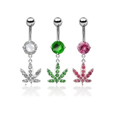 Šperky4U piercing do pupíku list marihuany WP01130-C