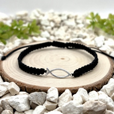 Certom Macramé náramek se stříbrnou rybou 0575
