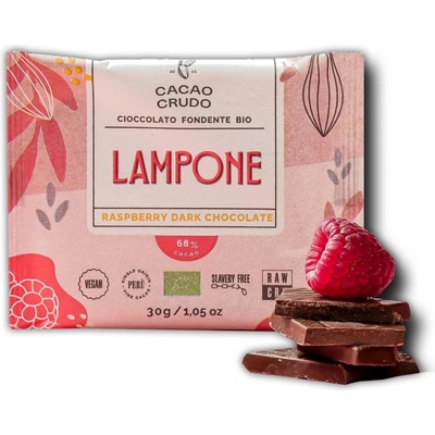 Cacao Crudo Raw Черен шоколад с малини, БИО, 30гр