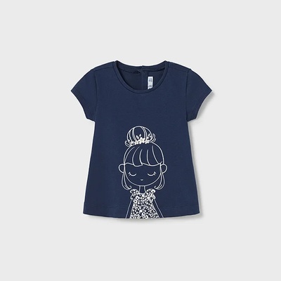 MAYORAL Тениска с къс ръкав с апликация за бебе момиче Майорал в тъмно синьо