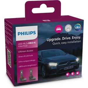 Philips Крушка, LED, фар за дълги светлини PHILIPS HB3/4, 12V, 20W, 6000K, 1800lm, 2 бр