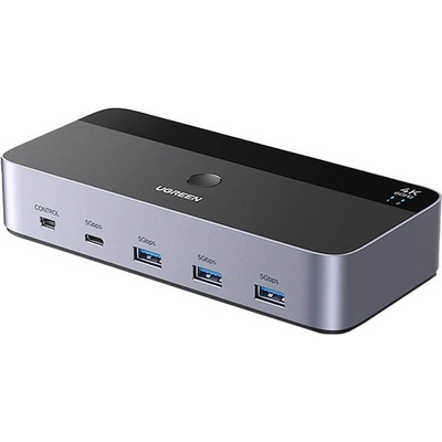 UGREEN 2-портов HDMI превключвател за компютри и монитори - Ugreen AK500 KVM 2-Port HDMI 4K 60Hz Switch Box (тъмносив) (AK500 (UGR5747))