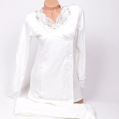 Стилна пижама за бременни и кърмещи в бяло