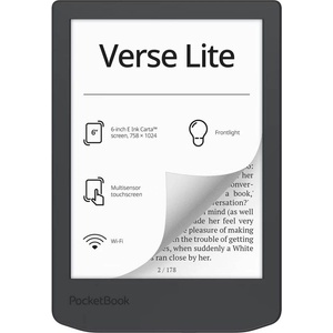 PocketBook Verse Lite - Електронен четец, 6" E Ink Carta, 8GB, Wi-Fi, Подсветка - Черен Четец за Е-книги