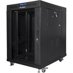 Lanberg Комуникационен шкаф Lanberg rack cabinet 19" free-standing 15U/800x1000 (flat pack) with glass door lcd black v2 (FF01-8015-12BL)