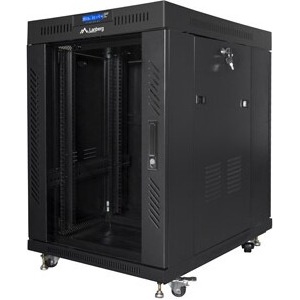 Lanberg Комуникационен шкаф Lanberg rack cabinet 19" free-standing 15U/800x1000 (flat pack) with glass door lcd black v2 (FF01-8015-12BL)