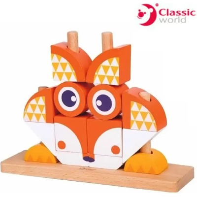 Classic World Дървен пъзел от кубчета - Лисица - Classic World