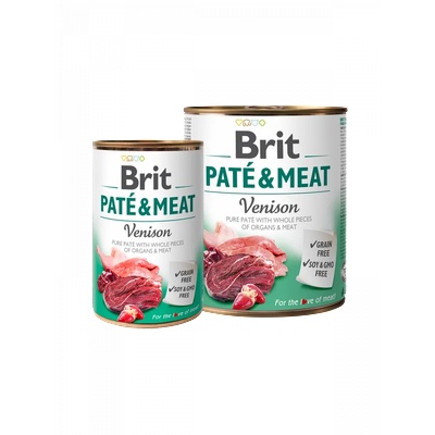 Brit rit Pate & Meat Venison - Консерва с 26% еленско и 44% пилешко месо 400 гр