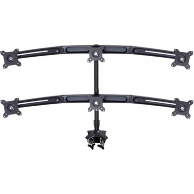 Multibrackets Мултифункционална стойка за 6 монитора/LCD Multibrackets, 15"-24", черна, с щипка за бюро (Suport 2xMB-5002 + 1xMB-5019)