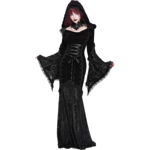 Devil fashion дамска рокля DEVIL FASHION - Gothic Fishtail - Dark Red - SKT24002