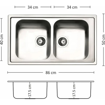 Leks melodia 86.2 r ti, Мивка от неръждаема стомана, микрорелефен финиш (melodia 86.2 r ti)