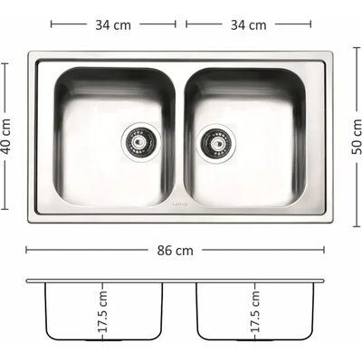 Leks melodia 86.2 r ti, Мивка от неръждаема стомана, микрорелефен финиш (melodia 86.2 r ti)