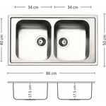 Leks melodia 86.2 r ti, Мивка от неръждаема стомана, микрорелефен финиш (melodia 86.2 r ti) Мивка за вграждане