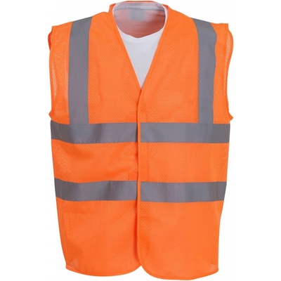 Yoko Hi-Vis síťovaná bezpečnostní vesta HVW120 Fluorescenční oranžová