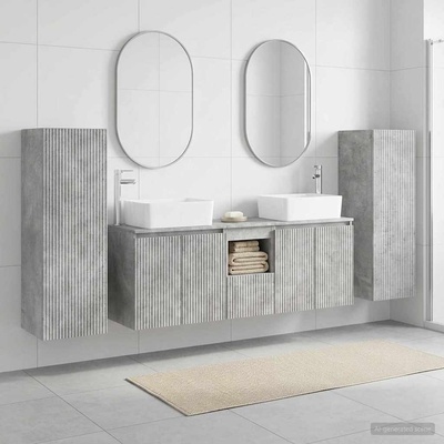 vidaXL Комплект мебели за баня 5 бр. Бетонно сиво 33 x 34, 5 x 100 см (3405996)