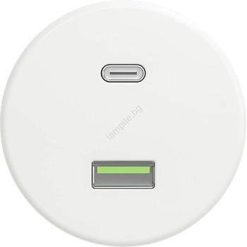 Kliklap - Ретро USB контакт A+C без рамка, снежнобял (KA0157)