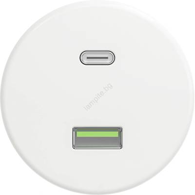 Kliklap - Ретро USB контакт A+C без рамка, снежнобял (KA0157)