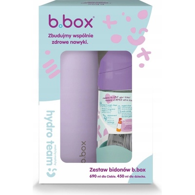 b.box Fľaša na vodu so slamkou 450 ml + termoska s náustkom 690 ml fialová