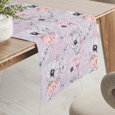 Biante běhoun PML-068 Růžové květy na šedofialovém 45x140 cm