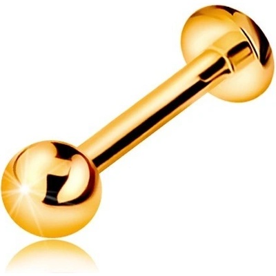 Šperky eshop zlatý piercing do rtu nebo brady labret s kuličkou a kolečkem, GG184.17