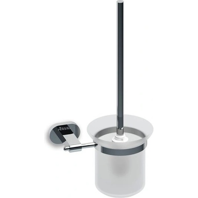 Ravak Chrome CR 410 držiak s nádobkou a WC štetkou ( sklo ) X07P196