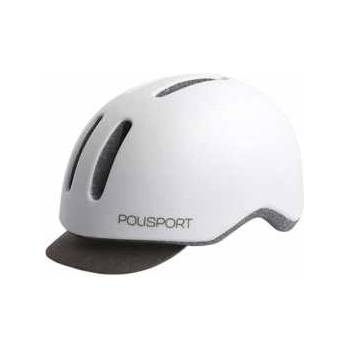 Polisport Каска за градско колоездене Polisport Commuter Urban - Бяла с LED светлина