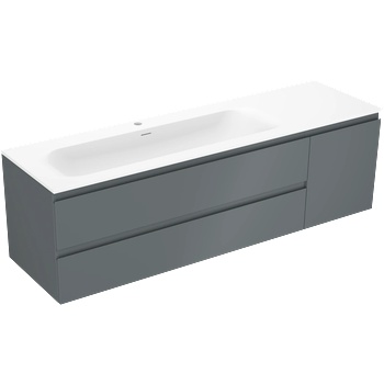 Mexen Orio шкаф за баня 160 см с мивка Vela лява, 2S, 1D, графит мат/бял мат (91A13-16047-3-BBFFF66-W23L01)