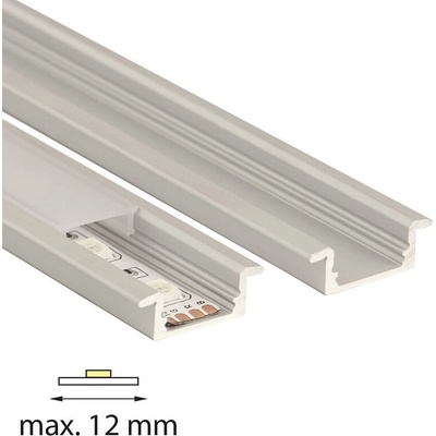 ML-761.012.43.2 Vestavný hliníkový profil VO, 23x8 mm, čirý difuzor, komplet, 2 m