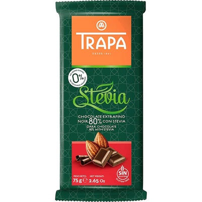 TRAPA Natural Jihlava Hořká se stévií 80% 75 g