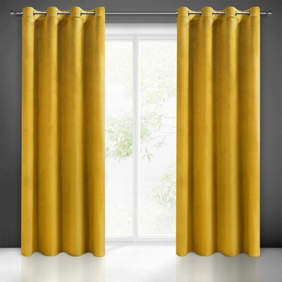 Eurofirany Sametový závěs MELANIE 140x250 žlutý