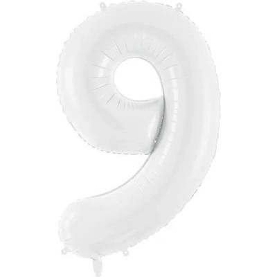 Party Deco Фолиев Балон Цифра, Бяло, 86см - 9 (fb130-9-008)