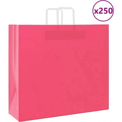 vidaXL Papírové sáčky 250 ks s uchy růžové 54x15x49 cm
