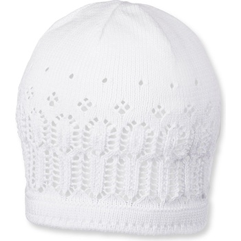 Sterntaler Бяла памучна детска плетена шапка