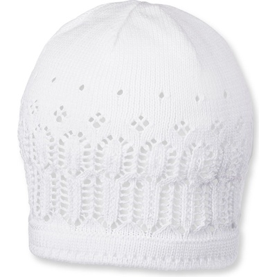 Sterntaler Бяла памучна детска плетена шапка