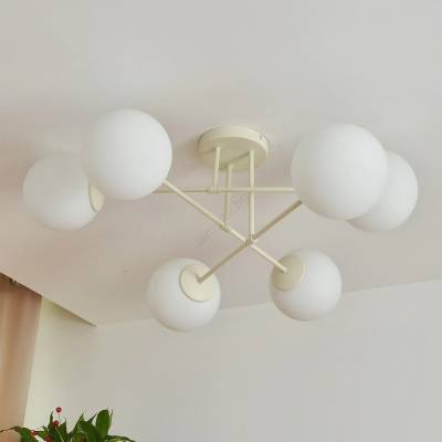 Плафониера MOON 6xE27/15W/230V кремава (HE1744)