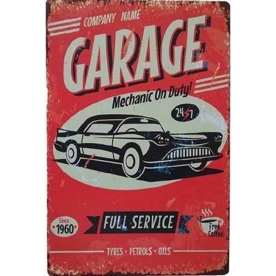 Ceduľa Garage Vintage style 30cm x 20cm Plechová tabuľa
