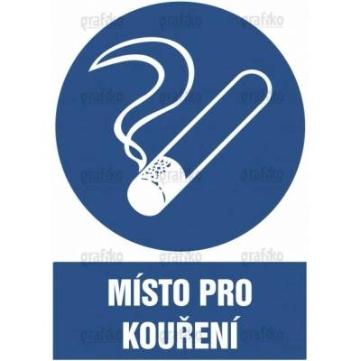 Grafiko | Prostor vyhrazený pro kouření - Text obrázku Místo pro kouření, Materiál Hliník, Rozměr 297x210mm