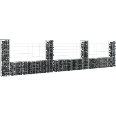 Nabytek XL Gabionový koš ve tvaru U se 4 sloupky železo 380 x 20 x 100 cm