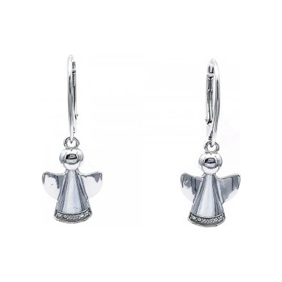 Zlato-minerály stříbrné náušnice anděl zirkony SUP01853pt