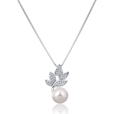 JwL Luxury Pearls Prekrásny strieborný náhrdelník s pravou perlou a zirkónmi JL0785