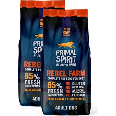 Primal Spirit Dog 65% Rebel Farm 2 x 12 kg