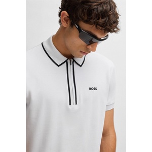 Boss Блуза с яка Boss Men's Philix Quarter Zip Cotton Short Sleeve Polo Shirt - Lt Pas Grey 054