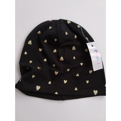 Pidivěci dívčí čepice černá se zlatými srdíčky