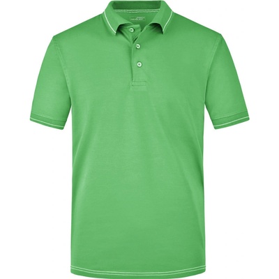 James & Nicholson polokošile JN 569 žerzejová elastická krátký rukáv pánská lime/ bílá zelená