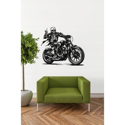 MOOGA Dekorativní vinylová samolepka na zeď s prostředníčkem motorkář #1 68x60cm