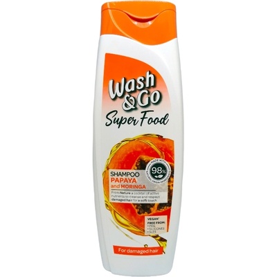 Wash&Go шампоан за коса, Super food, 400мл, Papaya & Moringa