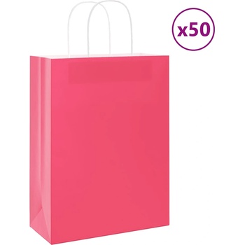 vidaXL Хартиени торбички 50 бр с дръжки розови 32x22x28 см (4101660)