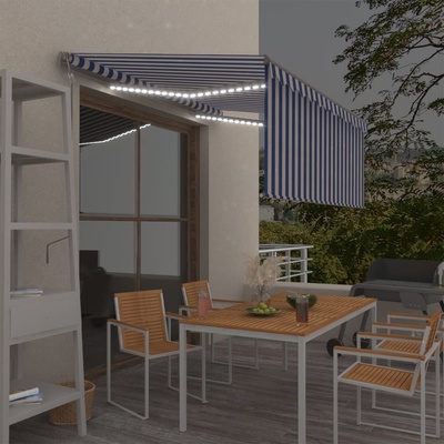 vidaXL Automatická markýza roleta LED a senzor větru 3x2,5 m modrobílá